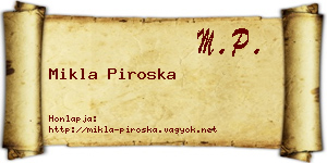 Mikla Piroska névjegykártya